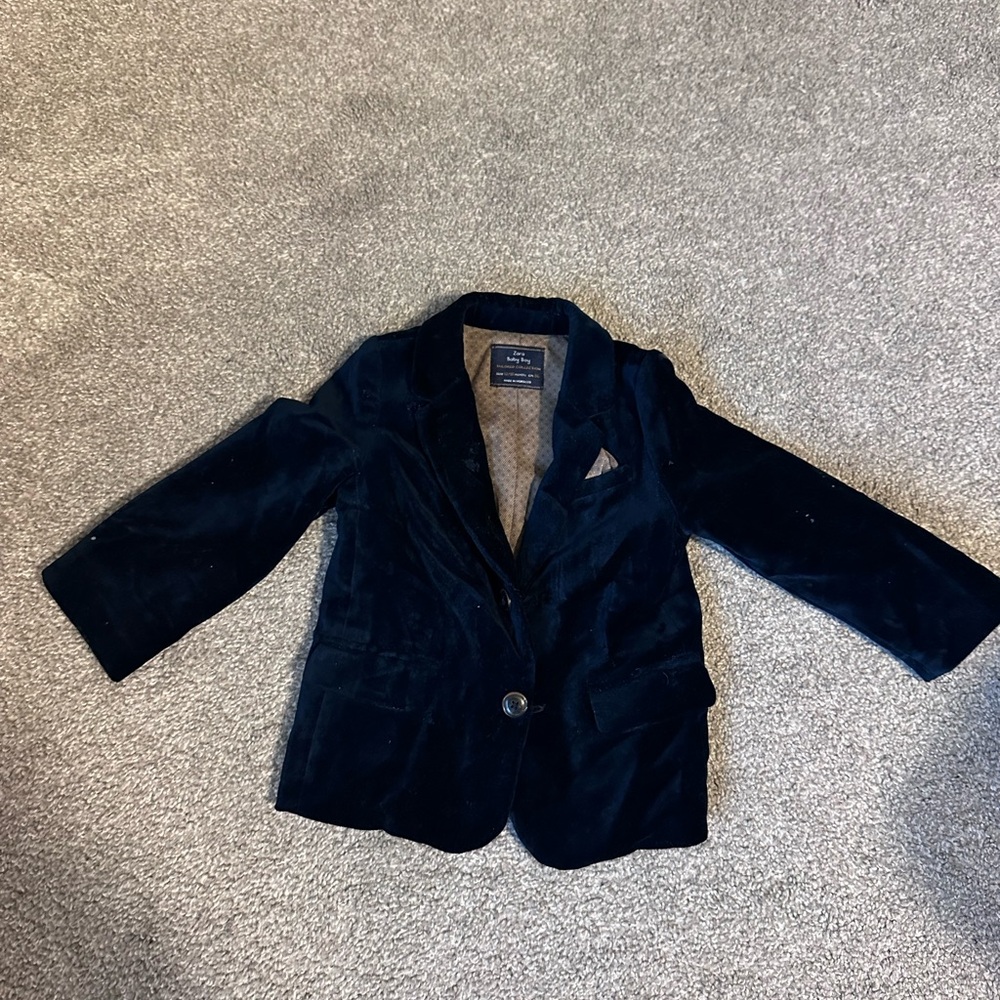 Zara Kids Navy Velvet Blazer